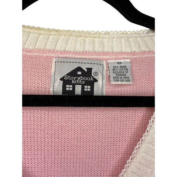 SOLD🚫 Vintage Storybook Knits Women’s 3X Puppy Dog Cardigan Sweater Pink Bulldog - Picture 7 of 8